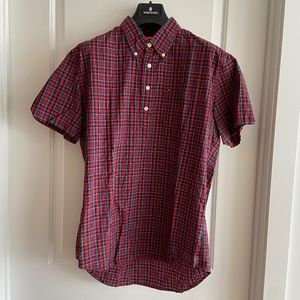 Red Plaid Short Sleeve Dress Shirt